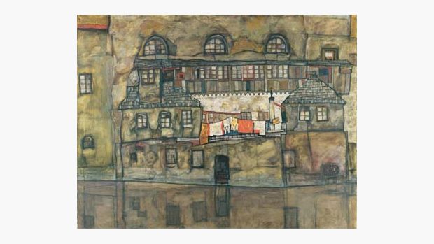 Egon Schiele: Domovní zeď u řeky, 1915