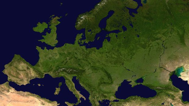Evropa na satelitním snímku
