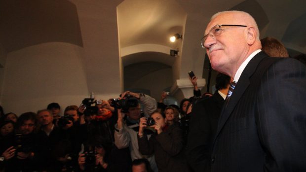 Prezident Václav Klaus před novináři