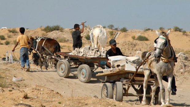 Palestinci odvážejí beton