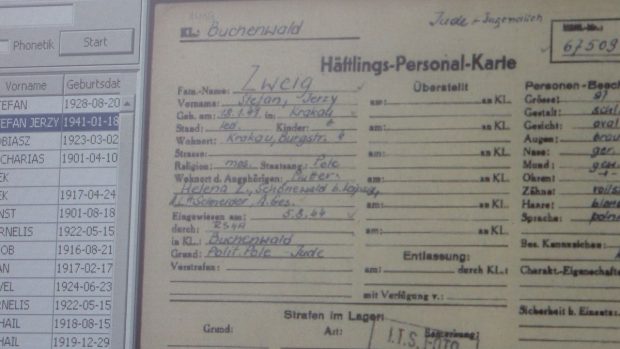 Osobní karta buchenwaldského vězně Stefana Zweiga