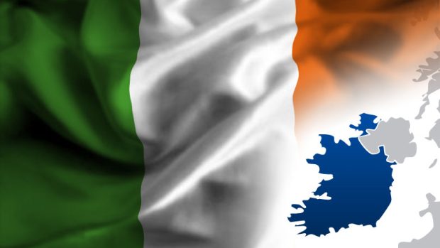Vlajka Irské republiky s mapou