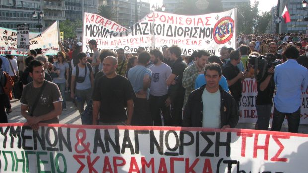 Demosntrace v Aténách. Řecko