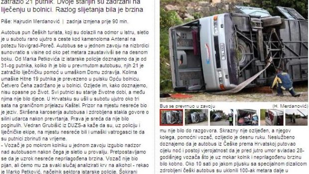 U města Umag havaroval český autobus.