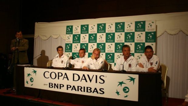 Tisková konference českých tenisových reprezentantů v Chile