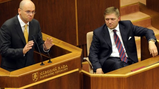 Předseda slovenského parlamentu Richard Sulík a předseda strany SMER Robert Fico