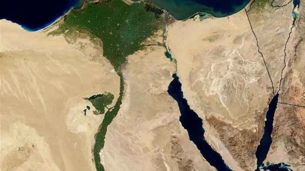 Delta Nilu na satelitním snímku