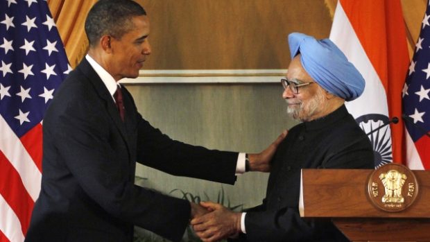 Prezident USA Barack Obama a indický premiér Manmóhan Sing