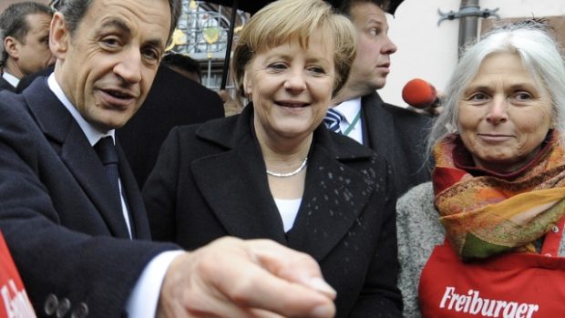 Francouzský prezident Nicolas Sarkozy a německá kancléřka Angela Merkelová