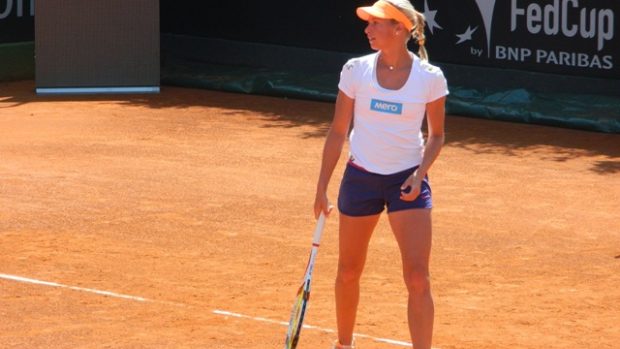 Tenistka Andrea Hlaváčková během tréninku v Palermu