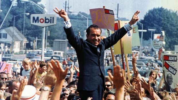 Richard Nixon při své prezidentské kampani v červenci 1968