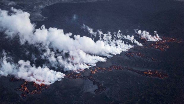 Magma vytékající z vulkanického systému Bárdarbunga