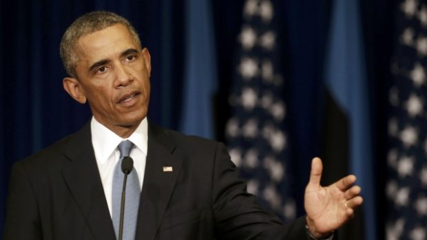 Americký prezident Barack Obama během konference v estonském Tallinnu