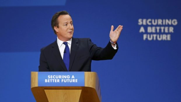 Britský premiér David Cameron při projevu před členy Konzervativní strany na konferenci v Birminghamu