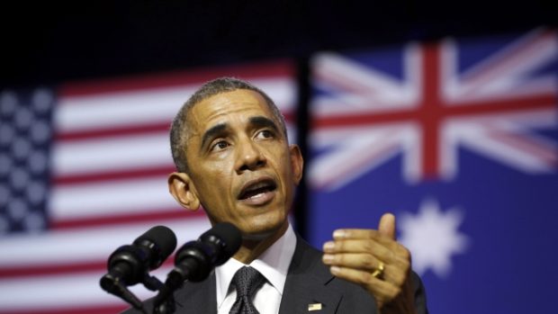 Americký prezident Barack Obama vystoupil s projevem na Queenslandské univerzitě v australském Brisbane, kam přicestoval na summit G20