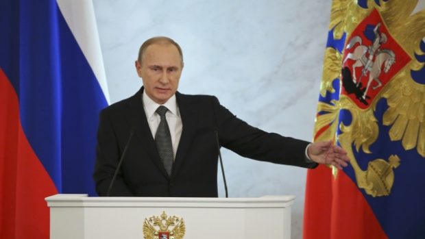 Ruský prezident Vladimir Putin při projevu o stavu federace