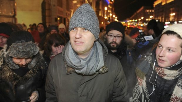 Alexej Navalnyj na demonstraci v centru Moskvy