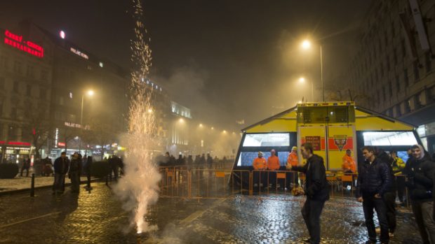 Oslavy nového roku na pražském Václavském náměstí