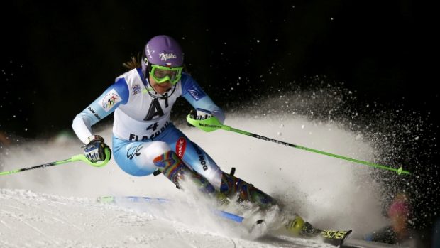 Šárka Strachová je po 1. kole slalomu v rakouském Flachau na 3. místě