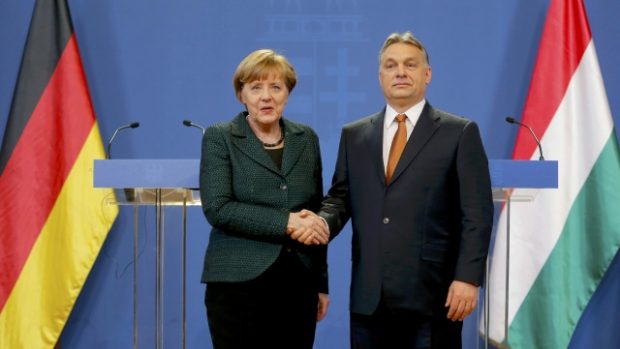 Německá kancléřka Angela Merkelová a maďarský premiér Viktor Orbán na tiskové konferenci v Budapešti