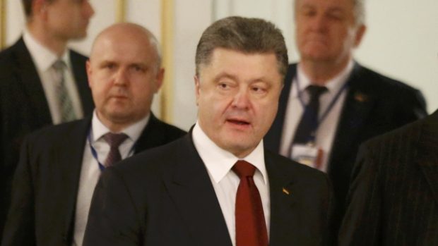 Ukrajinský prezident Petro Porošenko po jednání v Minsku