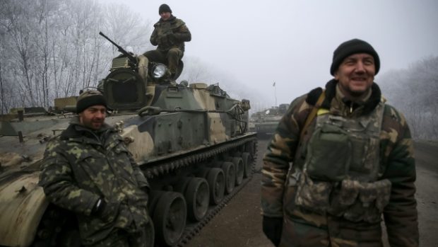 Ukrajinští vojáci poblíž města Debalcevo