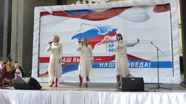 Oslavy prvního výročí referenda o připojení Krymu k Rusku v Simferopolu, hlavním městě Republiky Krym