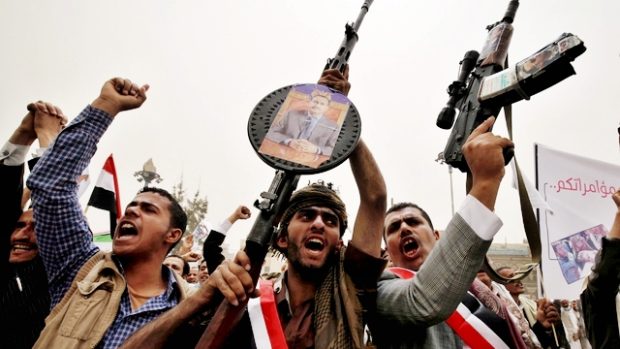 Stoupenci bývalého jemenského vůdce Alího Abdalláha Sáliha protestují v Saná