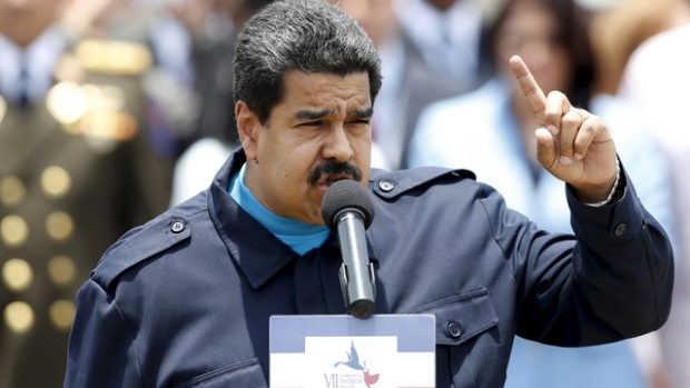 Venezuelský prezident Nicolás Maduro při setkání s novináři v Panamě