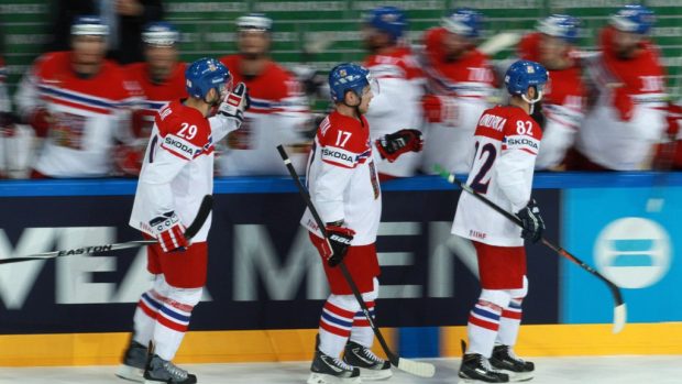 Mistrovství světa v hokeji: Česká republika - Německo. Radost českého týmu