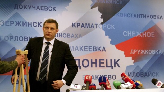 Vůdce takzvané Doněcké lidové republiky Alexandr Zacharčenko na tiskové konferenci v Doněcku