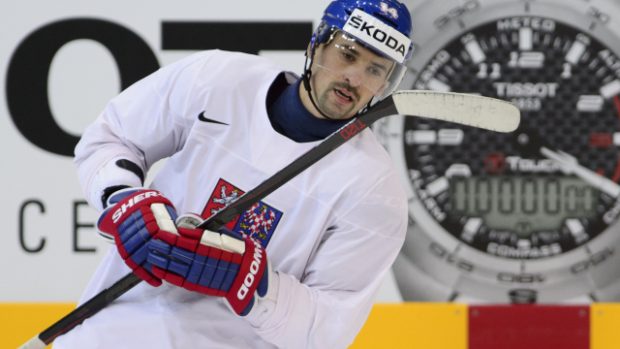 Tomáš Plekanec na tréninku reprezentace před semifinálovým duelem s Kanadou