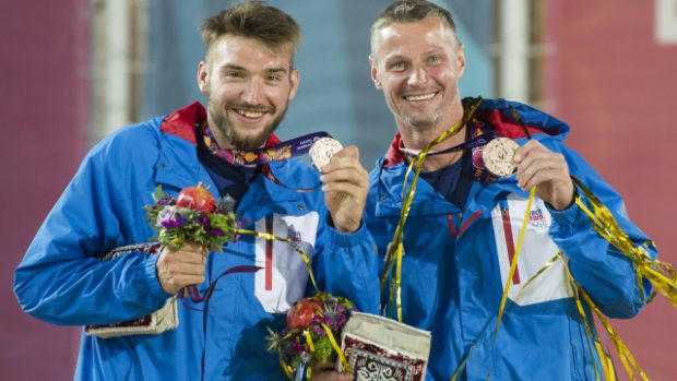 Dvojice plážových volejbalistů Přemysl Kubala a Jan Hadrava vybojovali na EH v Baku bronz