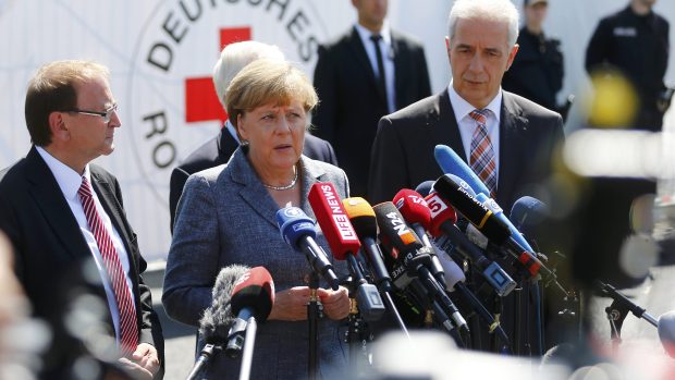 Německá kancléřka Angela Merkelová při návštěvě v saském Heidenau