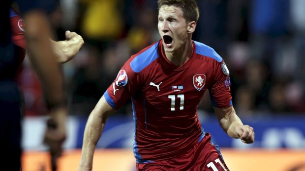 Milan Škoda slaví gól v utkání s Kazachstánem