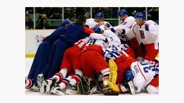 Čeští hokejisté na olympiádě v Naganu