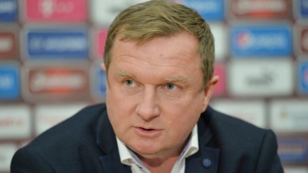 Reprezentační trenér Pavel Vrba na tiskové konferenci před kvalifikačními zápasy s Tureckem a Nizozemskem