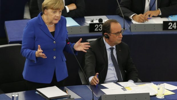 Německá kancléřka Angela Merkelová a francouzský prezident Francois Hollande apelovali v europarlamentu na prohloubení EU