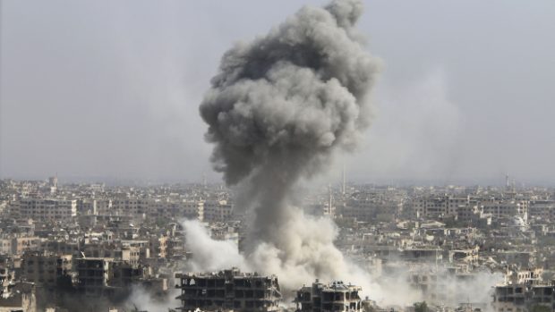 Bombardování v Damašku s podporou ruského letectva, Sýrie
