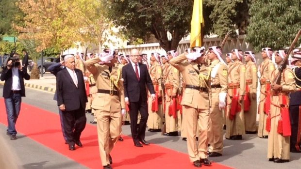 Předseda české vlády Bohuslav Sobotka se sešel s jordánským premiérem Abdullahem Ensourem