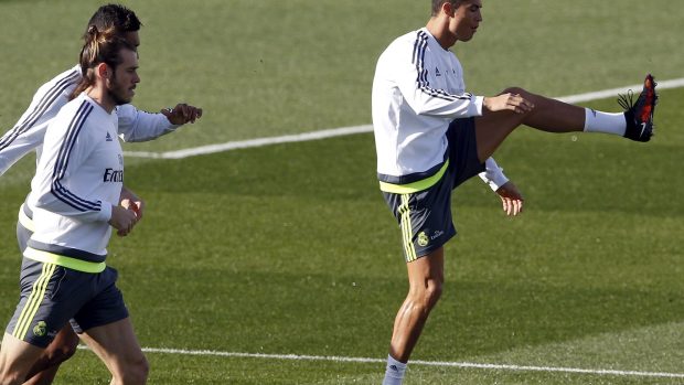 Cristiano Ronaldo na tréninku Realu Madrid před zápasem s Barcelonou