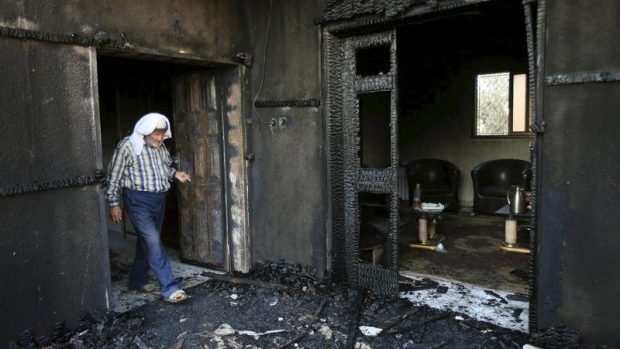 Vypálený dům palestinské rodiny