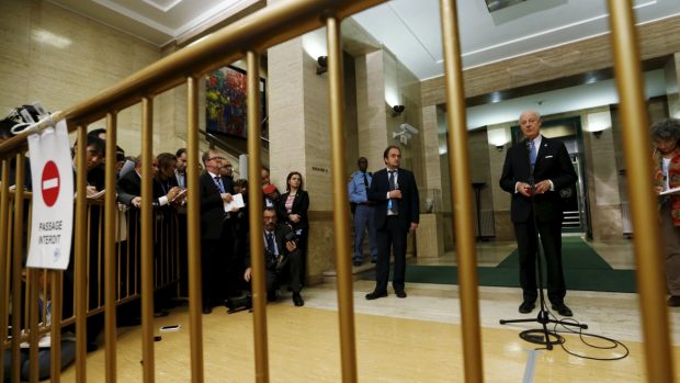 Zvláštní zmocněnec OSN pro Sýrii Staffan de Mistura na mírových jednáních v Ženevě