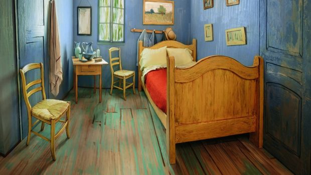 Ložnice, která připomíná Van Goghův obraz Ložnice v Arles