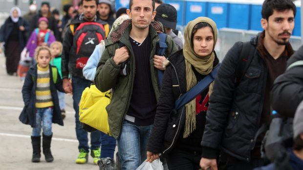 Migranti na slovinsko-rakouské hranici ve Spielfeldu