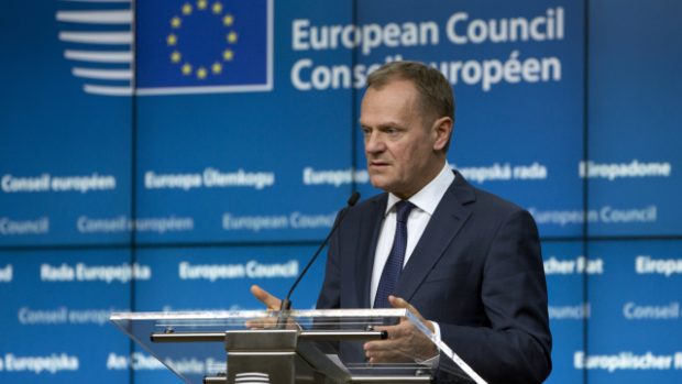 Předseda Evropské rady Donald Tusk na summitu EU v Bruselu