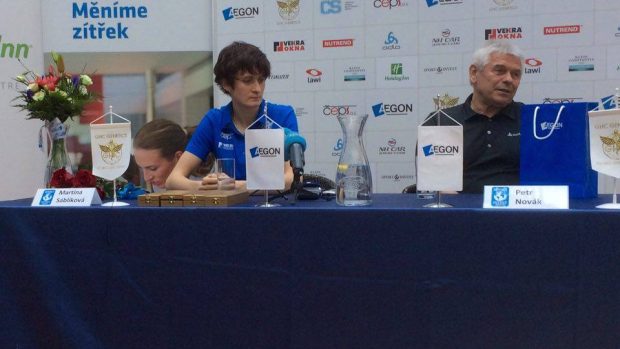 Rychlobruslařka Martina Sáblíková na tiskové konferenci k ukončení letošní rychlobruslařské sezony