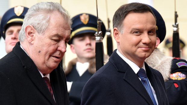 Prezidenti Miloš Zeman a Andrzej Duda na Pražském hradě