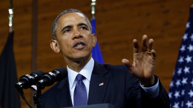 Americký prezident Barack Obama při projevu v Hannoveru