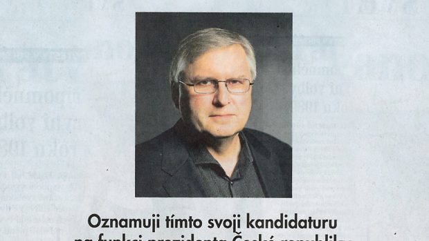 Podnikatel Igor Sládek oznámil v inzerátu Lidových novin kandidaturu na prezidenta loni v červnu